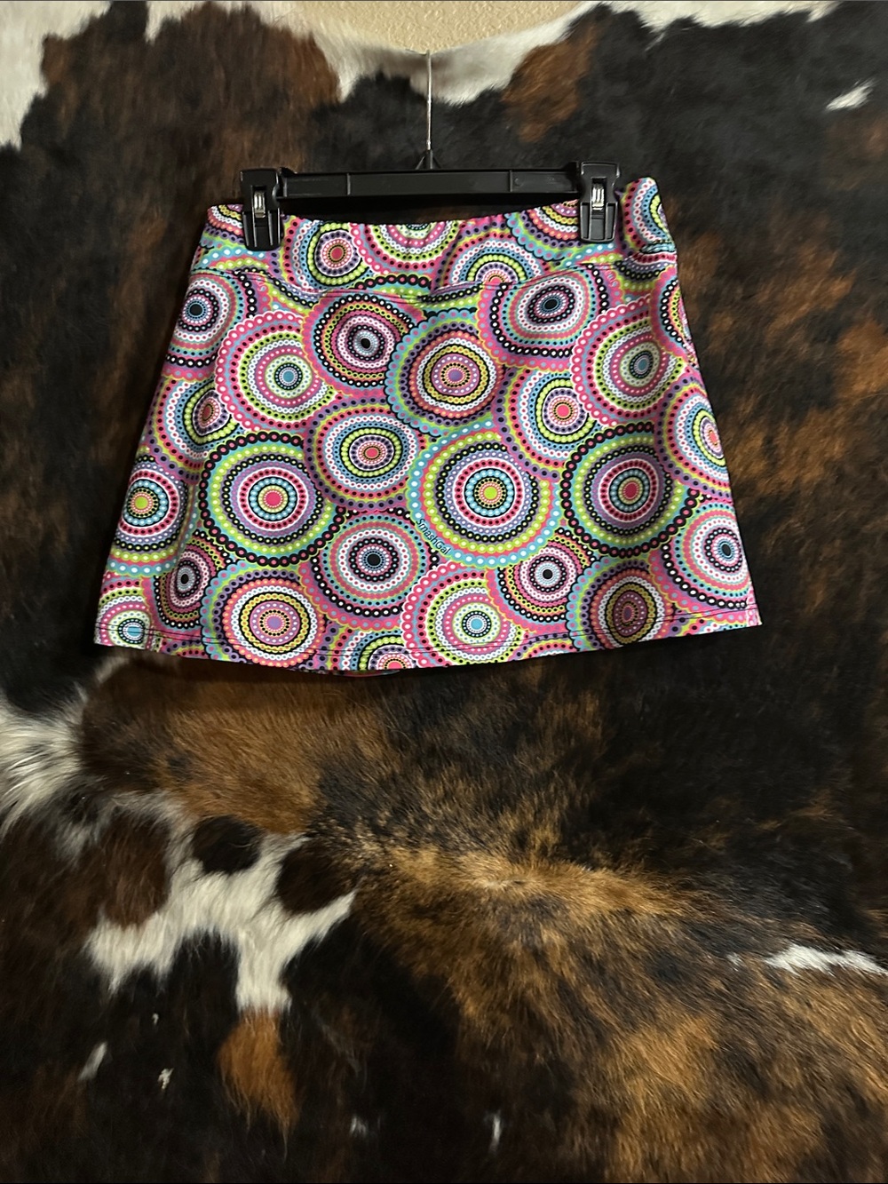 Women's Multicolor Circle-Print Mini Skort